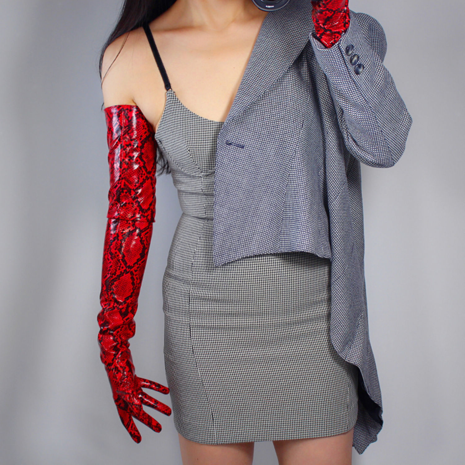 Patent Leather Shine - Kırmızı Yılan LATEKS ELDİVENLER Suni Rugan